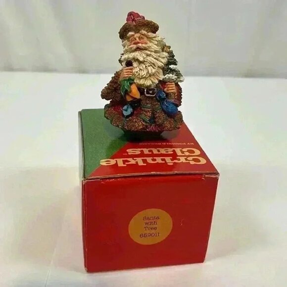 Crinkle Claus My Possible Dreams Santa with Tree #659011 Figurine Resin 4" Tall - Picture 6 of 10